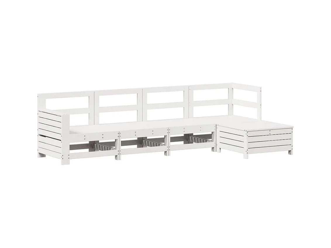 5-delige Loungeset massief grenenhout wit