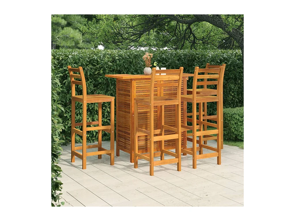 Ensemble de bar de jardin 5 pcs Bois d'acacia solide