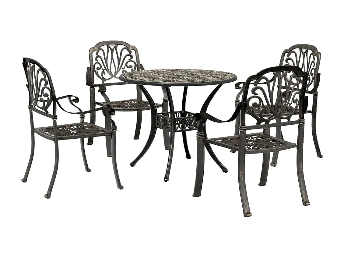 5 pcs conjunto de jantar para jardim alumínio fundido bronze