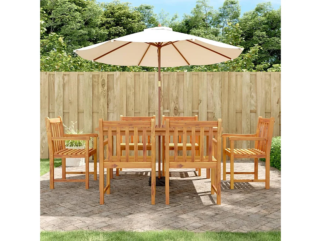 Set da Pranzo da Giardino 7 pz in Legno Massello di Acacia