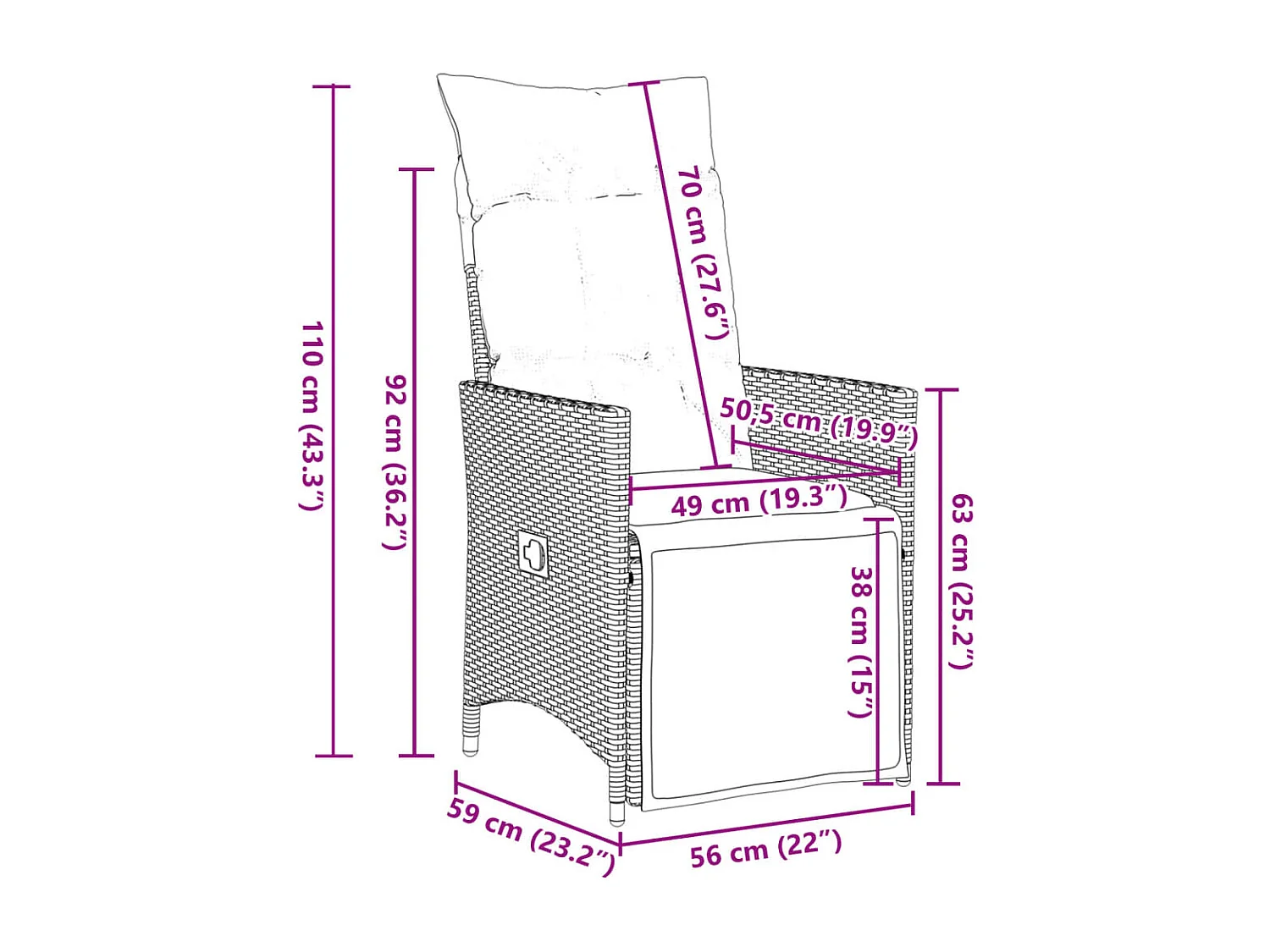 Ensemble à manger de jardin et coussins 7 pcs marron rotin