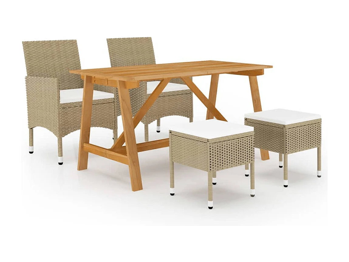 Ensemble à manger de jardin 5 pcs Beige