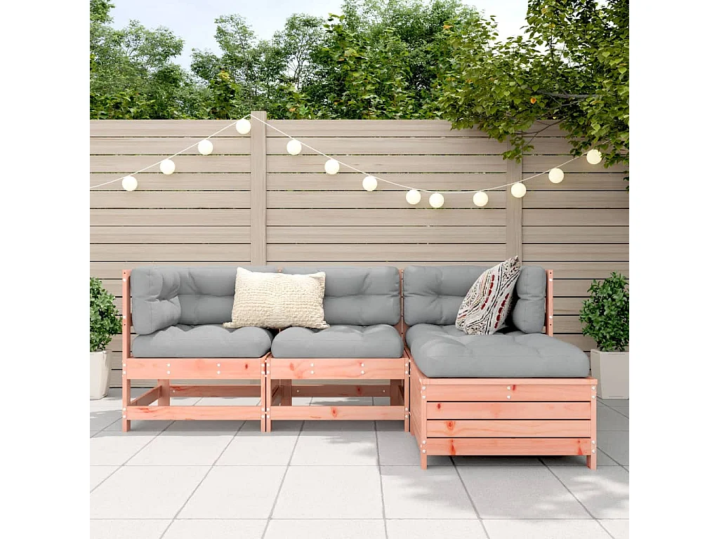 4 pcs conj. sofás jardim madeira abeto-de-douglas