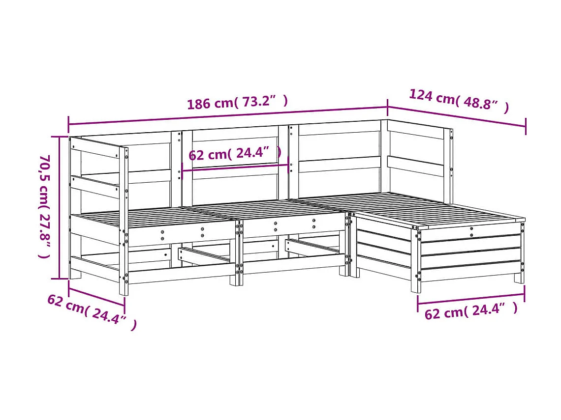 4 pcs conj. sofás jardim madeira abeto-de-douglas