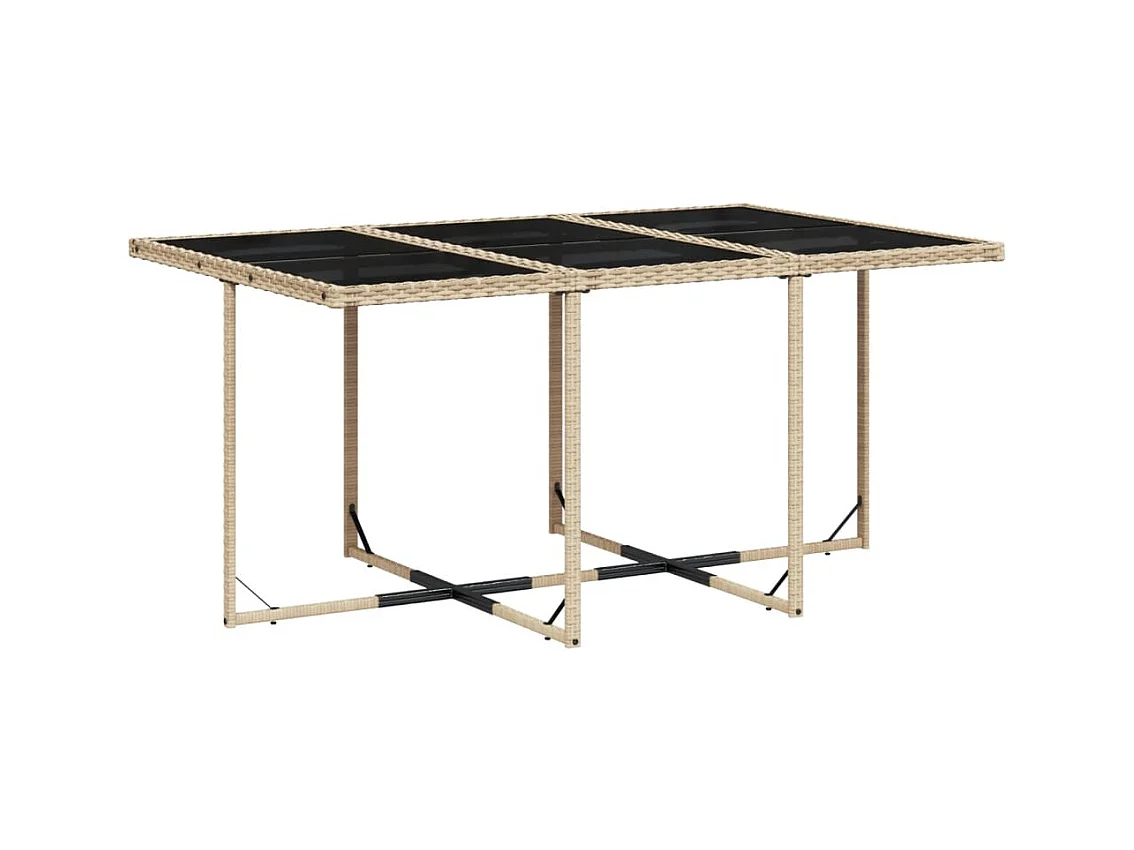 Set Pranzo da Giardino 7 pz con Cuscini Beige Misto Polyrattan