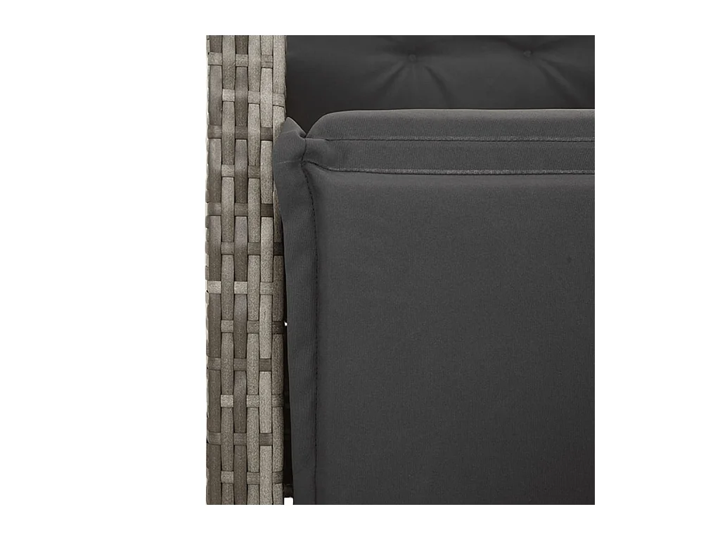 3-delige Tuinset met kussens poly rattan grijs