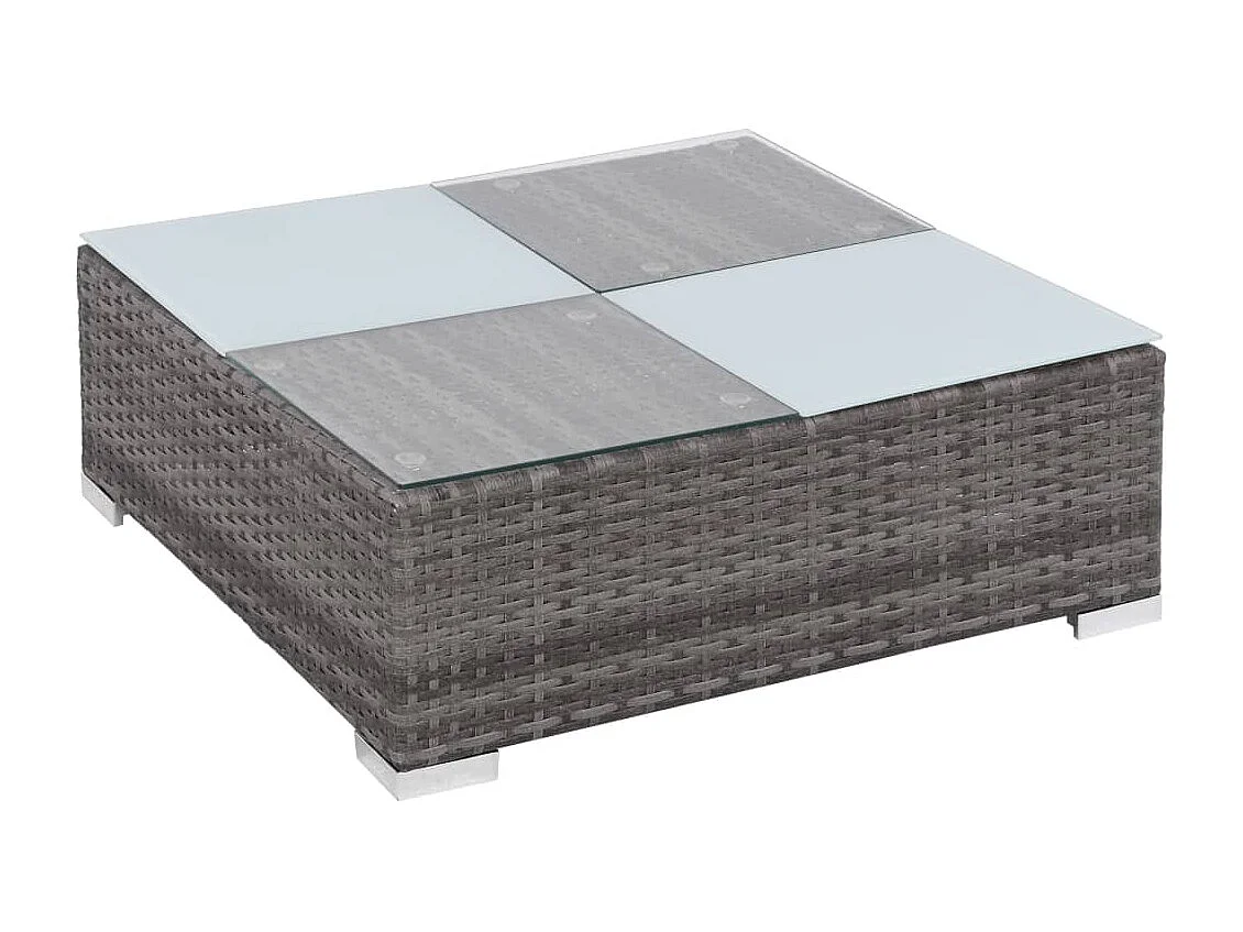 Salon de jardin 8 pcs avec coussins résine tressée gris