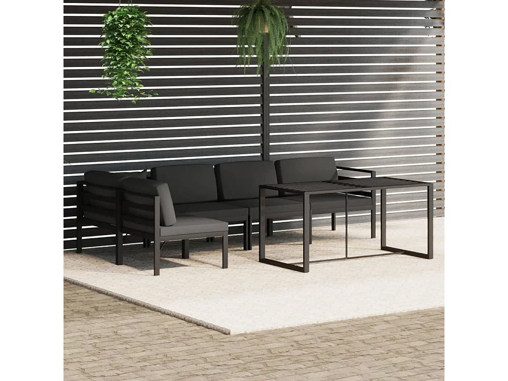 6-delige Loungeset met kussens aluminium antracietkleurig