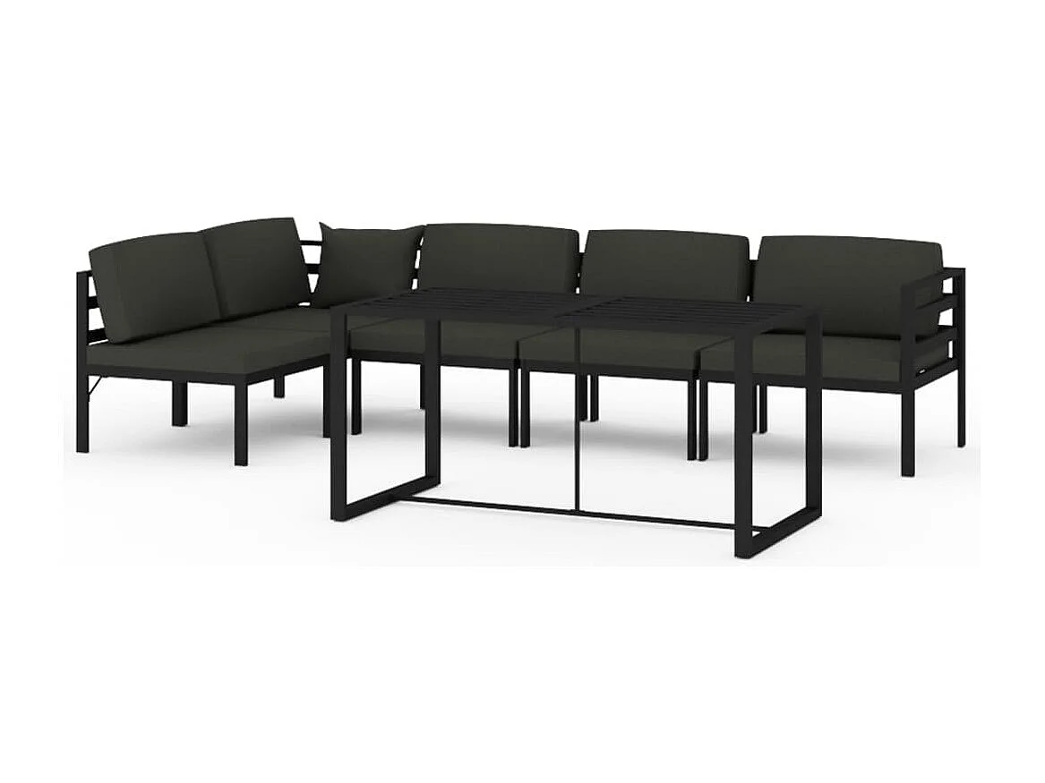 Salon de jardin 6 pcs avec coussins Aluminium Anthracite