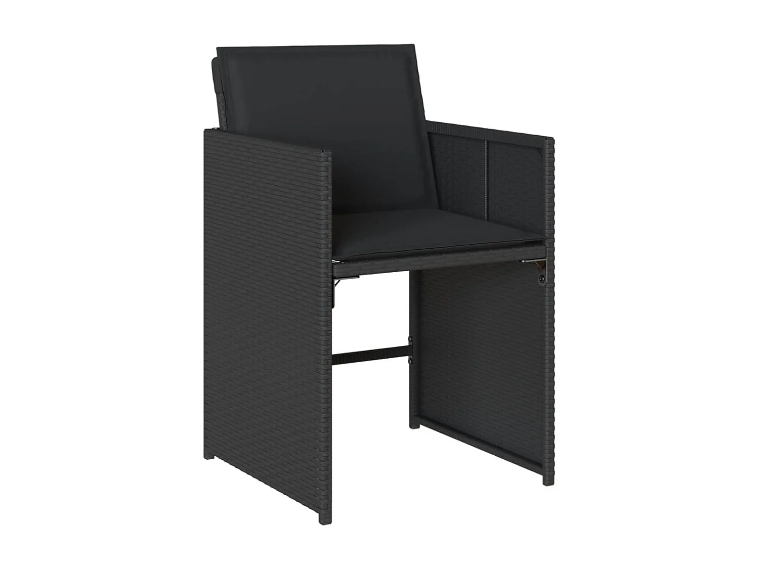 Set da Pranzo da Giardino 13pz con Cuscini Nero in Polyrattan