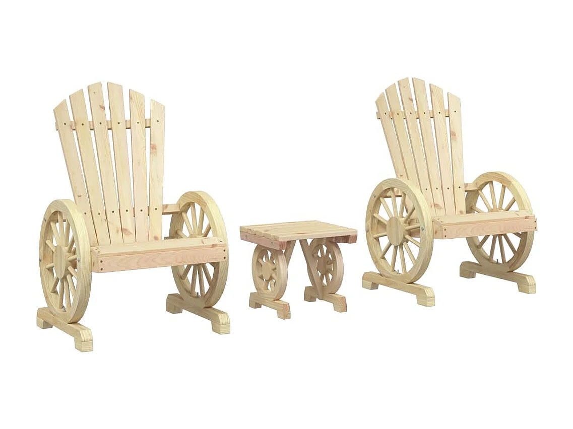 3 pcs conjunto lounge de jardim madeira de abeto maciça