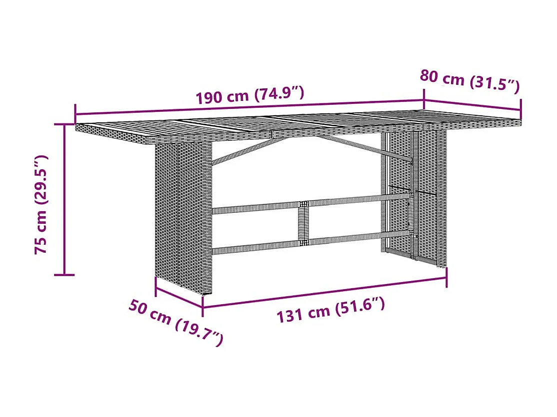Set Bistrò da Giardino 7 pz con Cuscini in Polyrattan Grigio