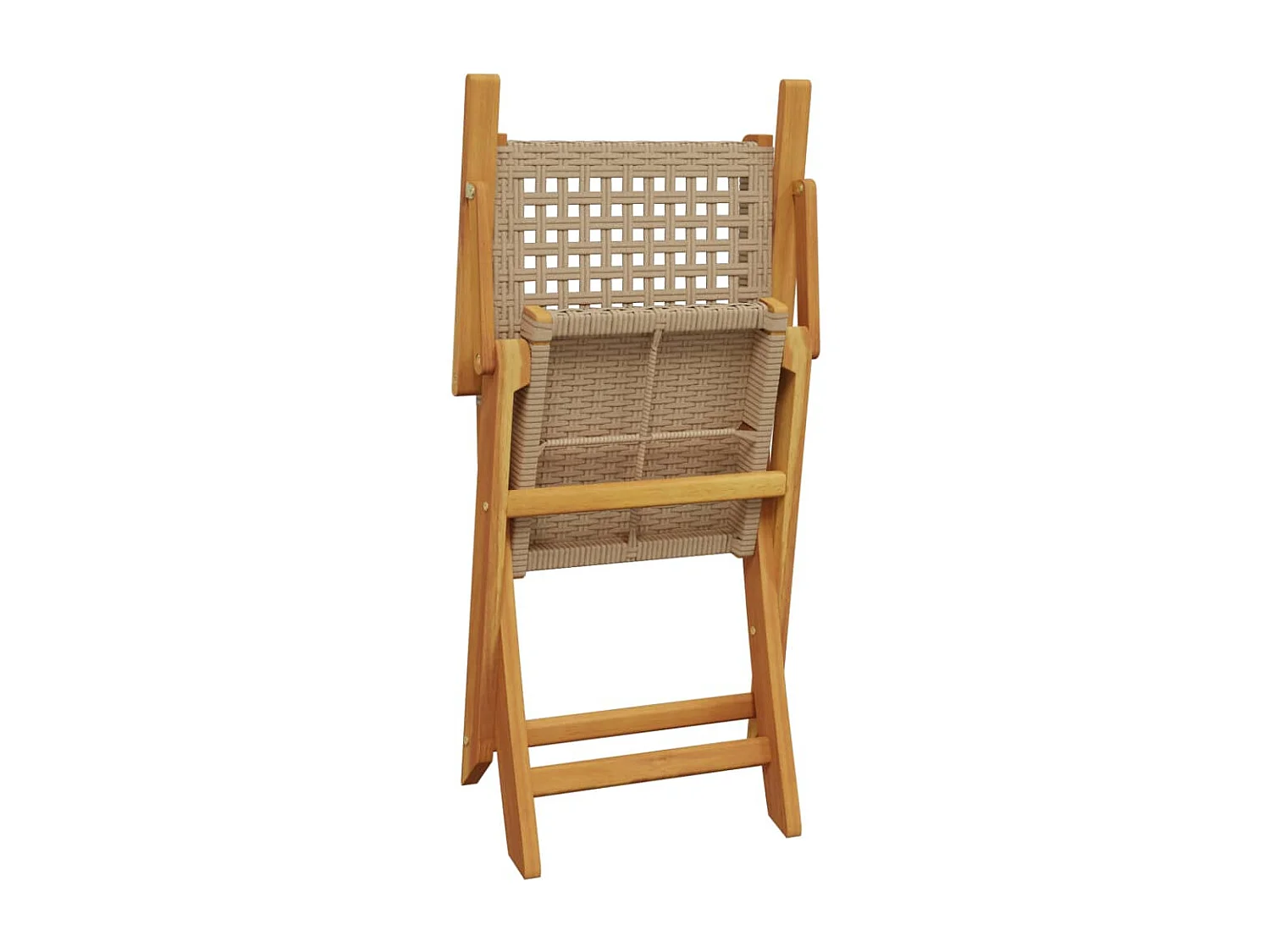 Set Pranzo da Giardino 5 pz Beige Polyrattan e Legno Massello