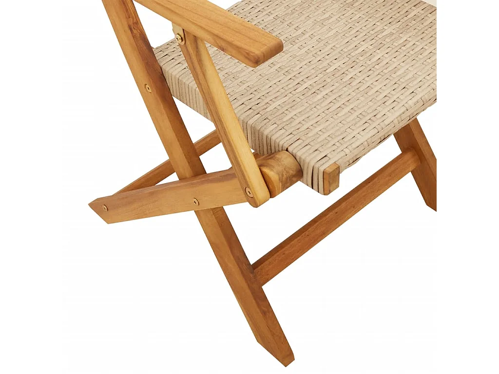 Set Pranzo da Giardino 5 pz Beige Polyrattan e Legno Massello