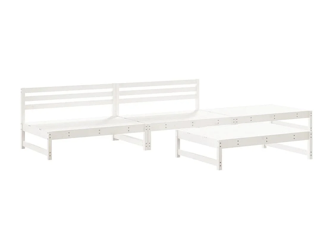 4 pcs conjunto lounge de jardim madeira de pinho maciça branco