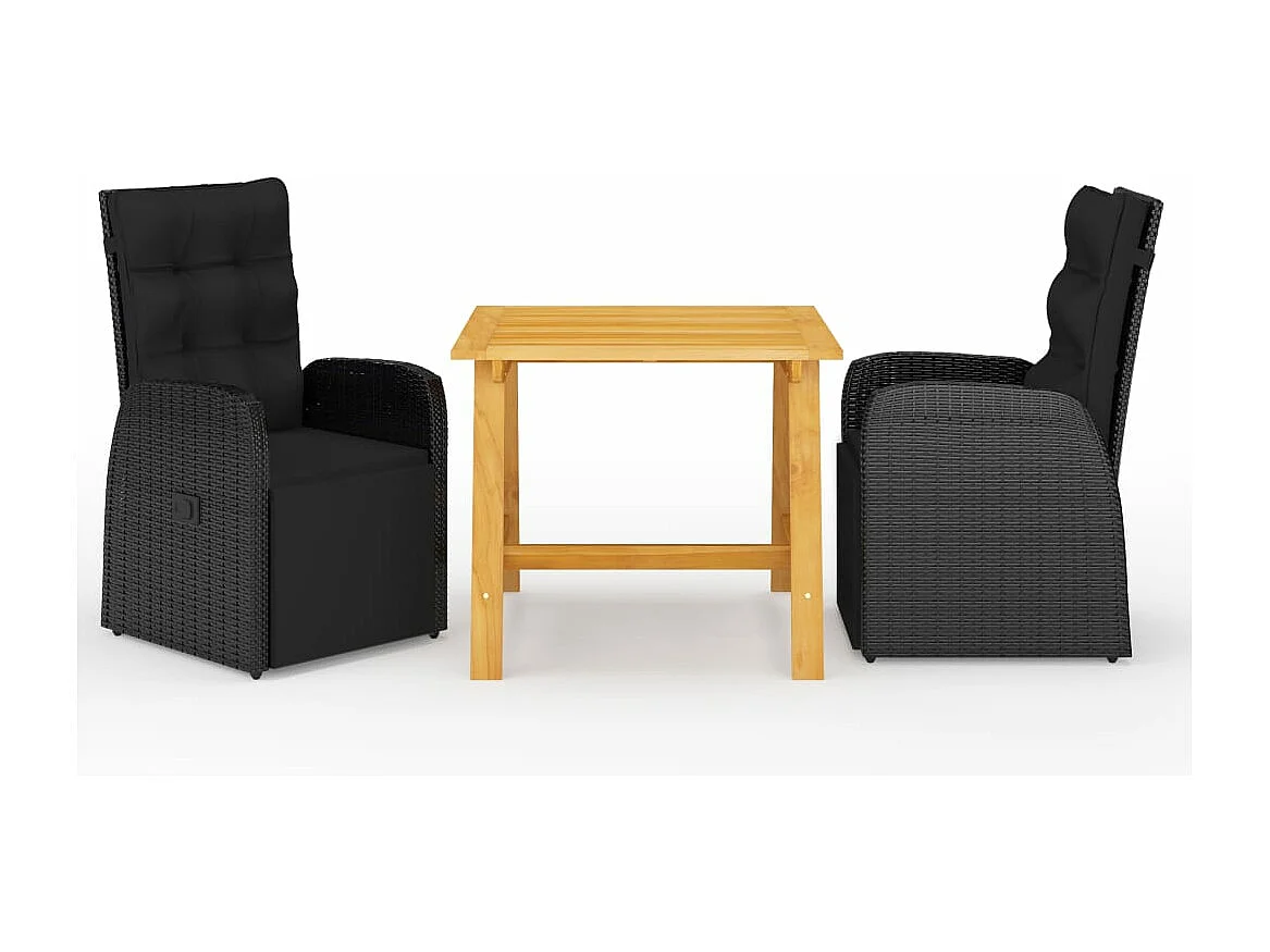 Juego de comedor de jardín 3 piezas negro