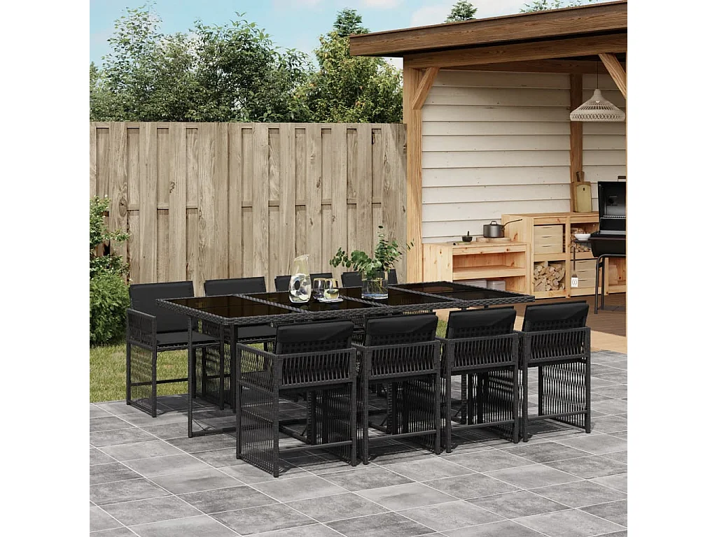 9-delige Tuinset poly rattan zwart