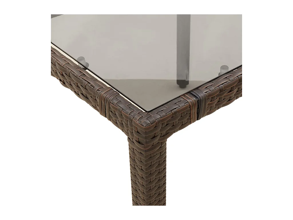 Ensemble de bistro de jardin 7 pcs coussins marron poly rotin