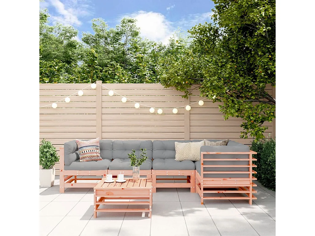 6 pcs conjunto lounge de jardim madeira de douglas maciça