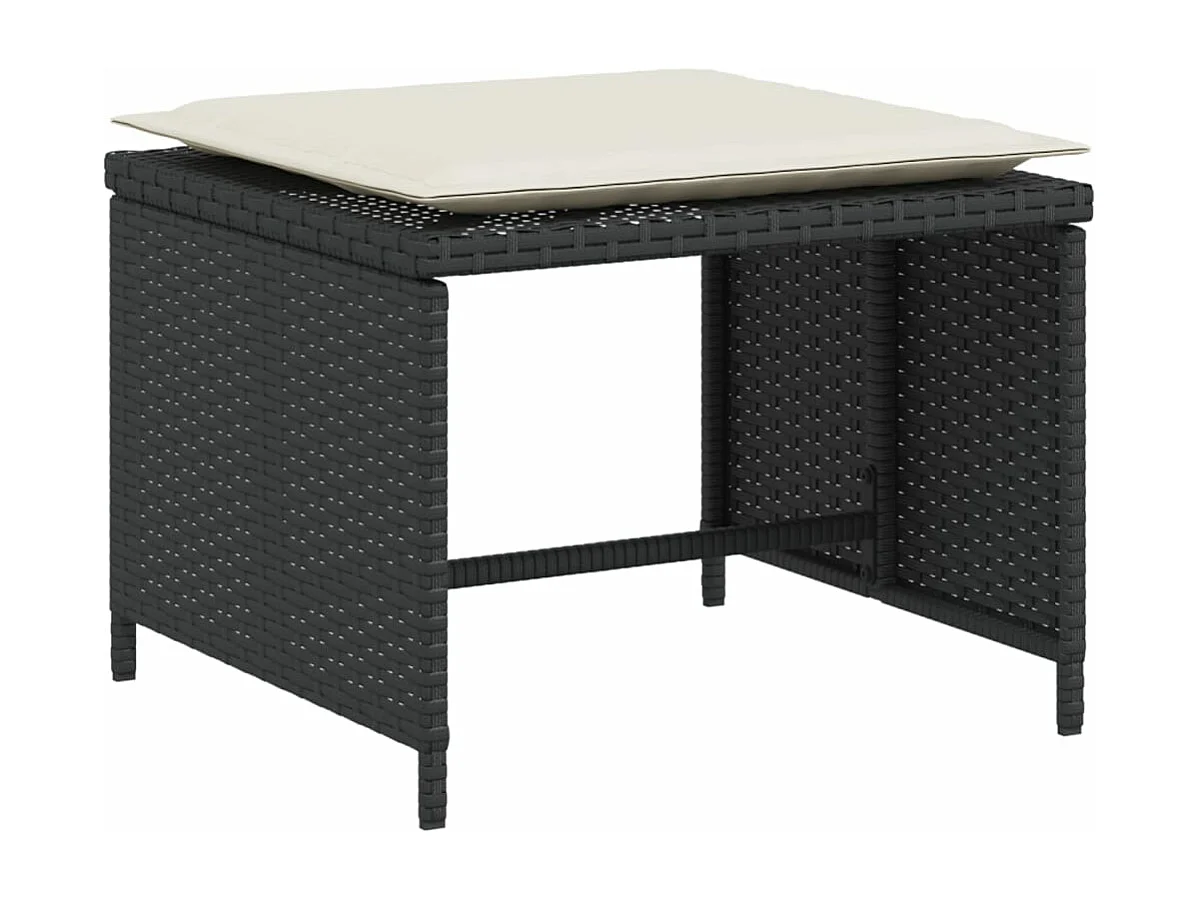 Chaise de jardin avec tabouret noir résine tressée