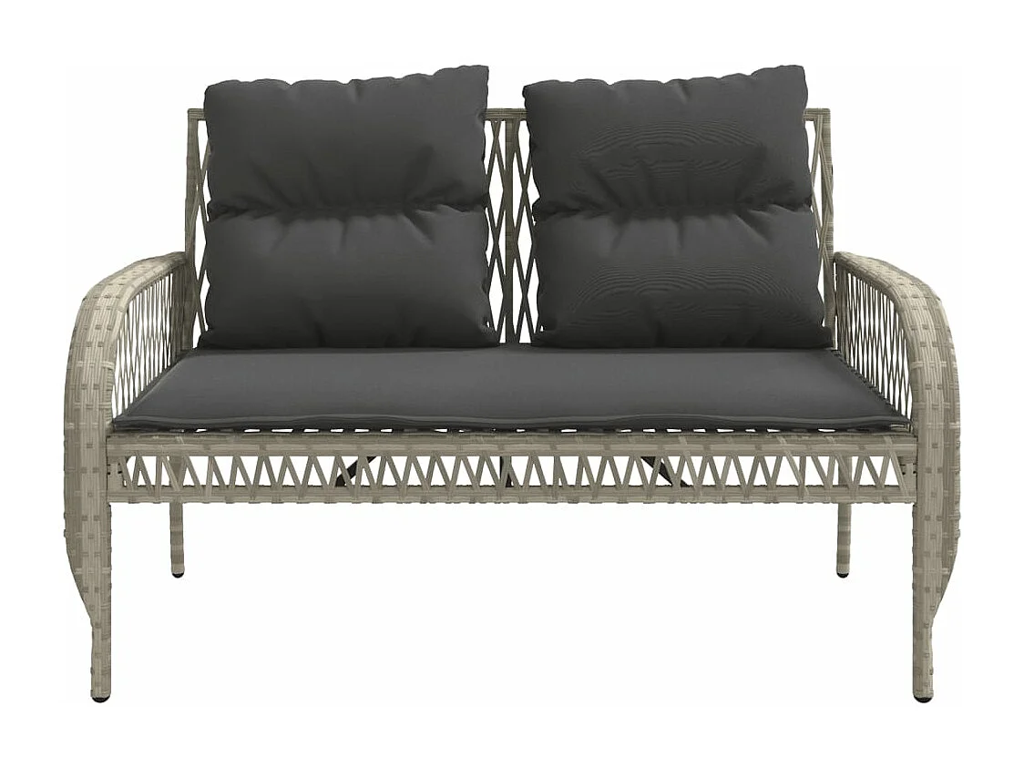 Set Divano da Giardino 4pz con Cuscini Grigio Chiaro Polyrattan