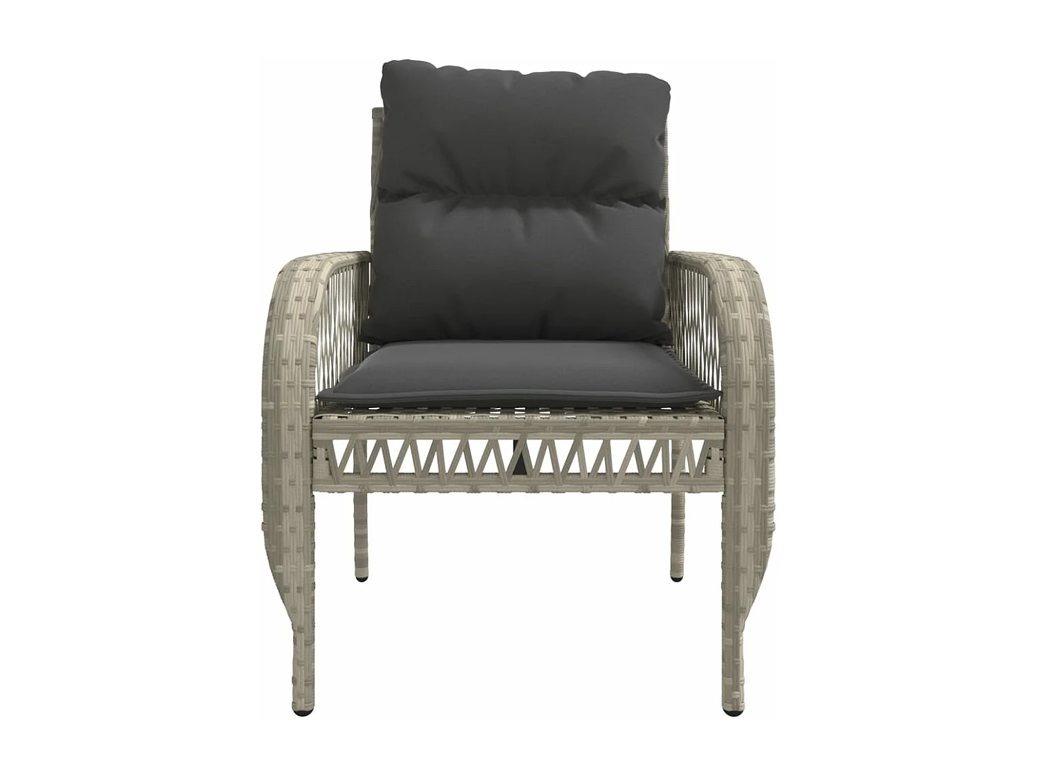 Set Divano da Giardino 4pz con Cuscini Grigio Chiaro Polyrattan