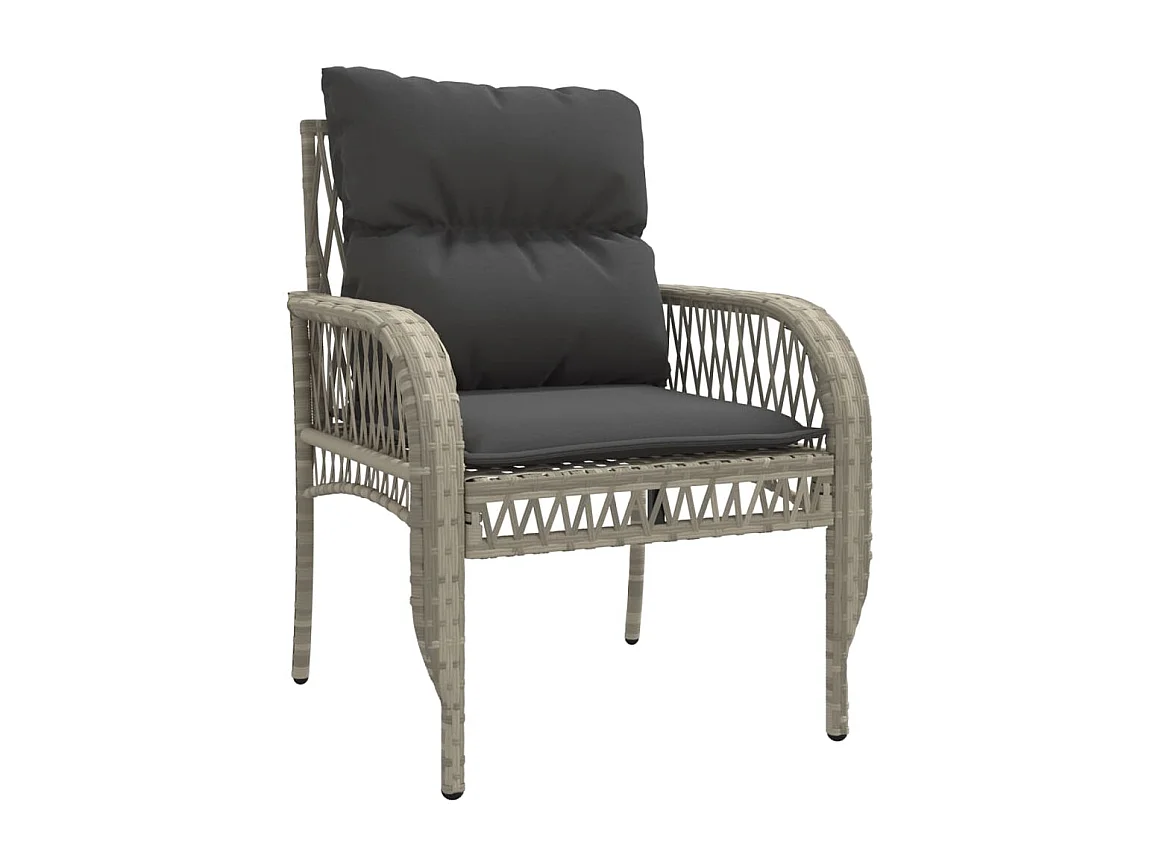 Salon de jardin 4 pcs avec coussins gris clair résine tressée