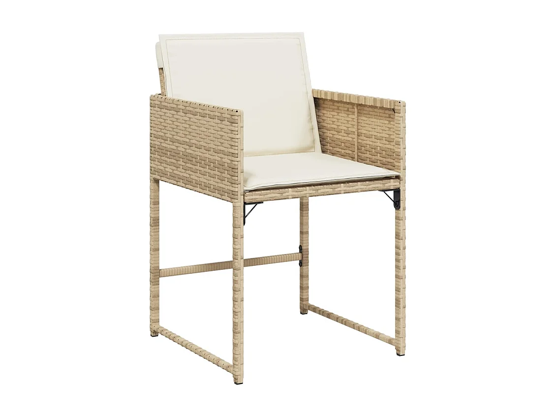 Ensemble à manger de jardin et coussins 11 pcs beige poly rotin