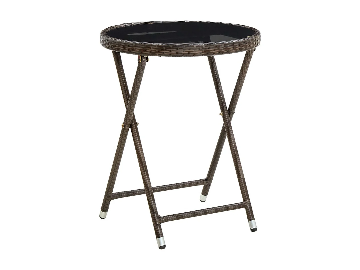 Ensemble de bistro avec coussins 3 pcs marron rotin et verre