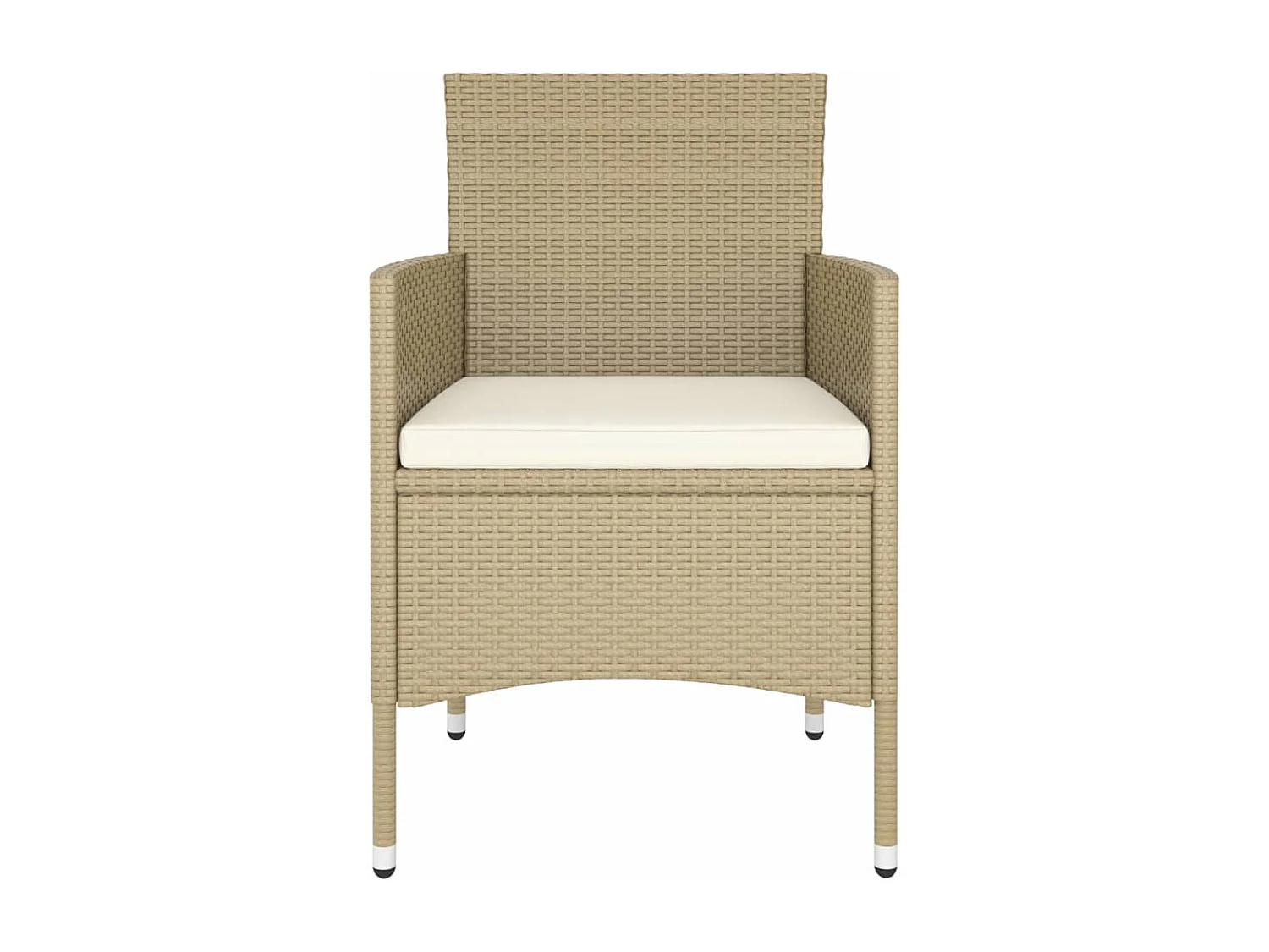 5-delige Bistroset poly rattan en gehard glas beige