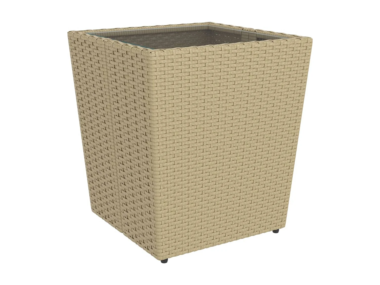 5-delige Bistroset poly rattan en gehard glas beige