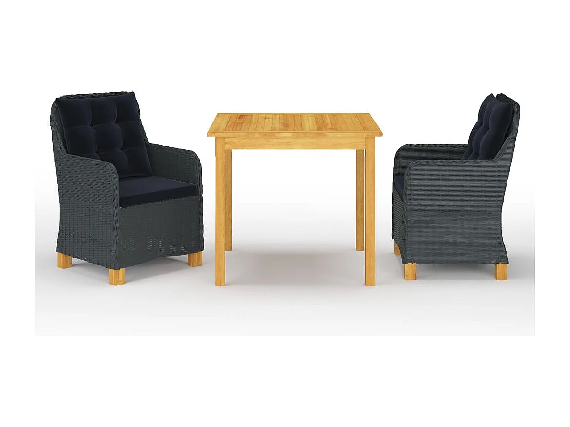 Set Mobili da Pranzo per Giardino 3 pz Grigio Scuro