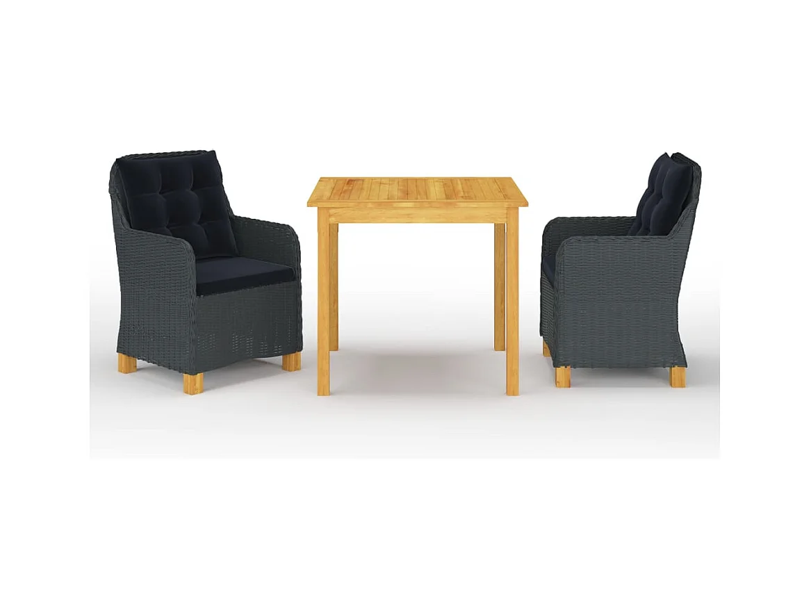 Ensemble à manger de jardin 3 pcs Gris foncé