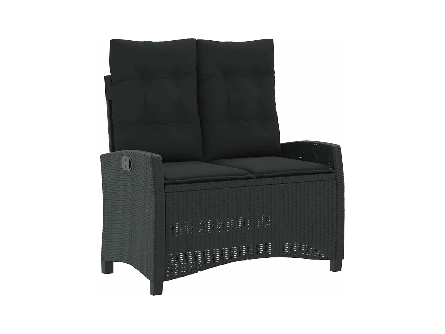 4-delige Tuinset met kussens poly rattan zwart
