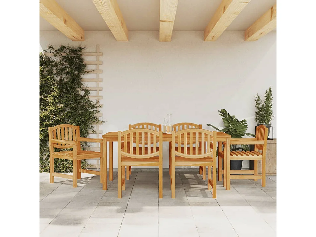 Ensemble à manger de jardin 7 pcs Bois de teck solide