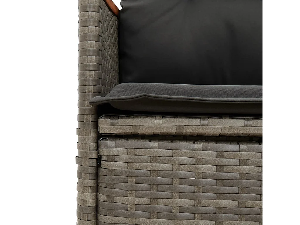 Ensemble à manger de jardin 9 pcs coussins gris résine tressée