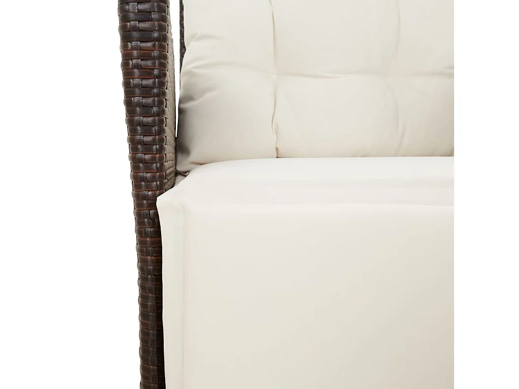 Ensemble à manger de jardin 5 pcs et coussins marron poly rotin