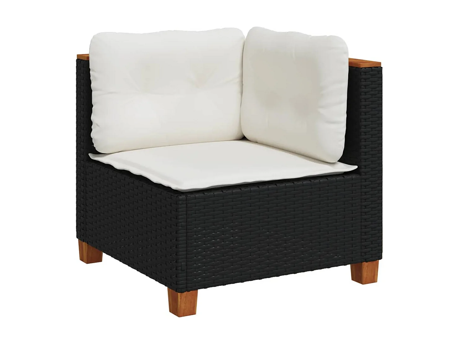 10-delige Loungeset met kussens poly rattan zwart