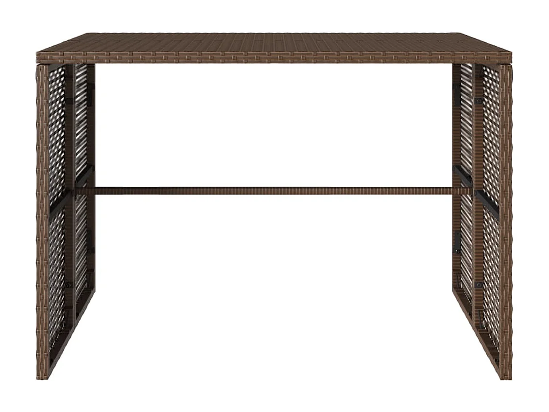 Set da Pranzo da Giardino 3pz con Cuscini in Polyrattan Marrone