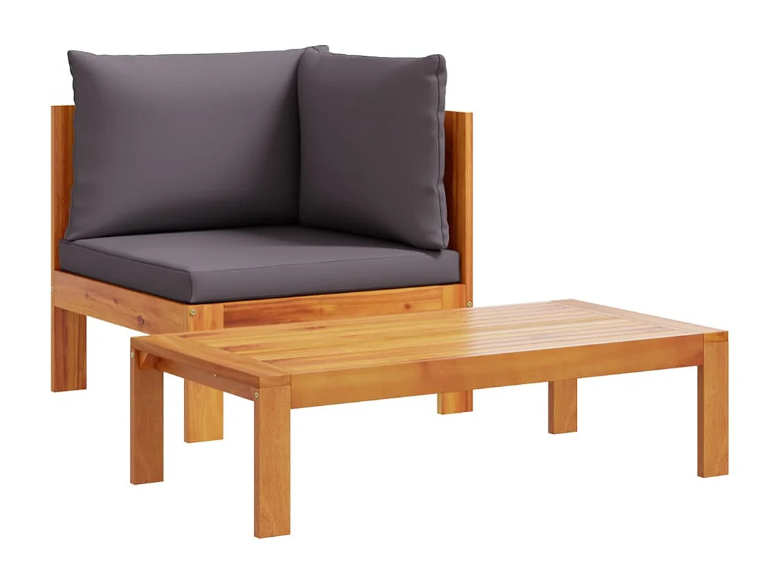 Salon de jardin avec coussins 5 pcs Bois d'acacia solide