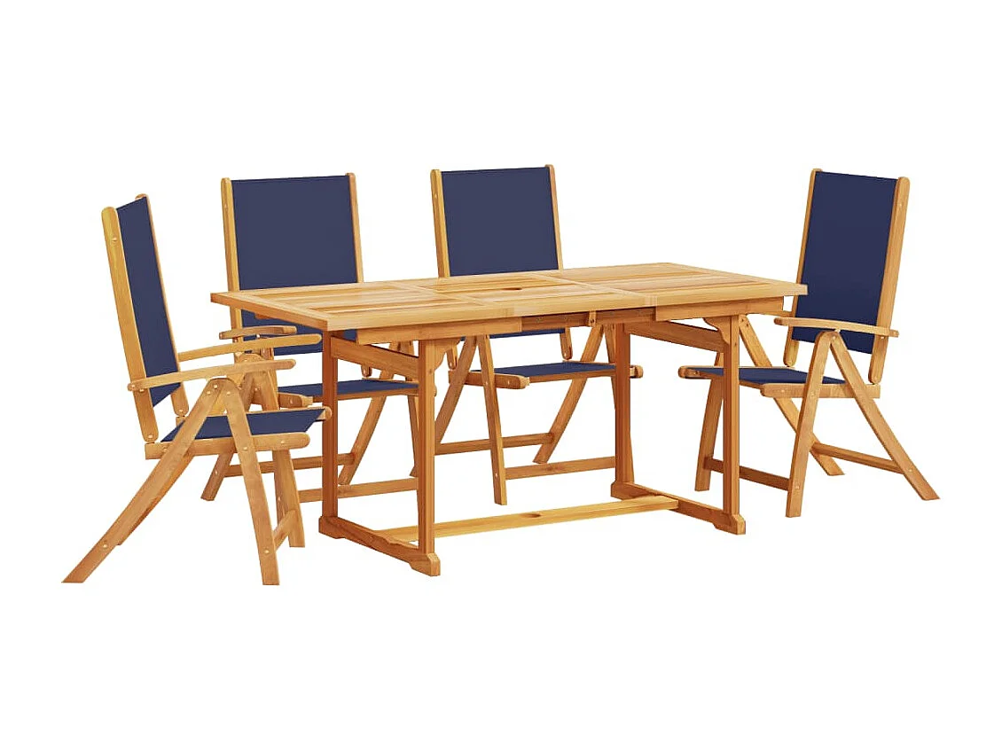 Ensemble à manger de jardin 5pcs bois d'acacia solide textilène