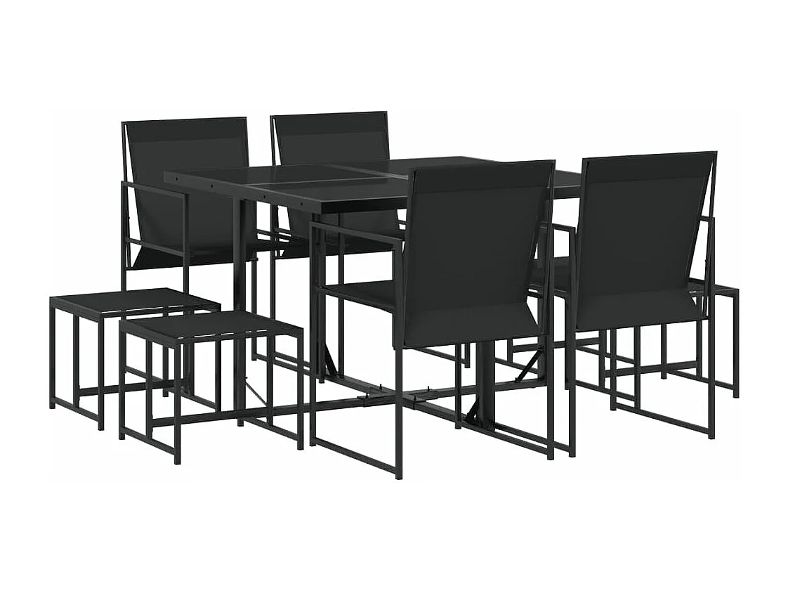 Ensemble à manger de jardin 9 pcs noir textilène