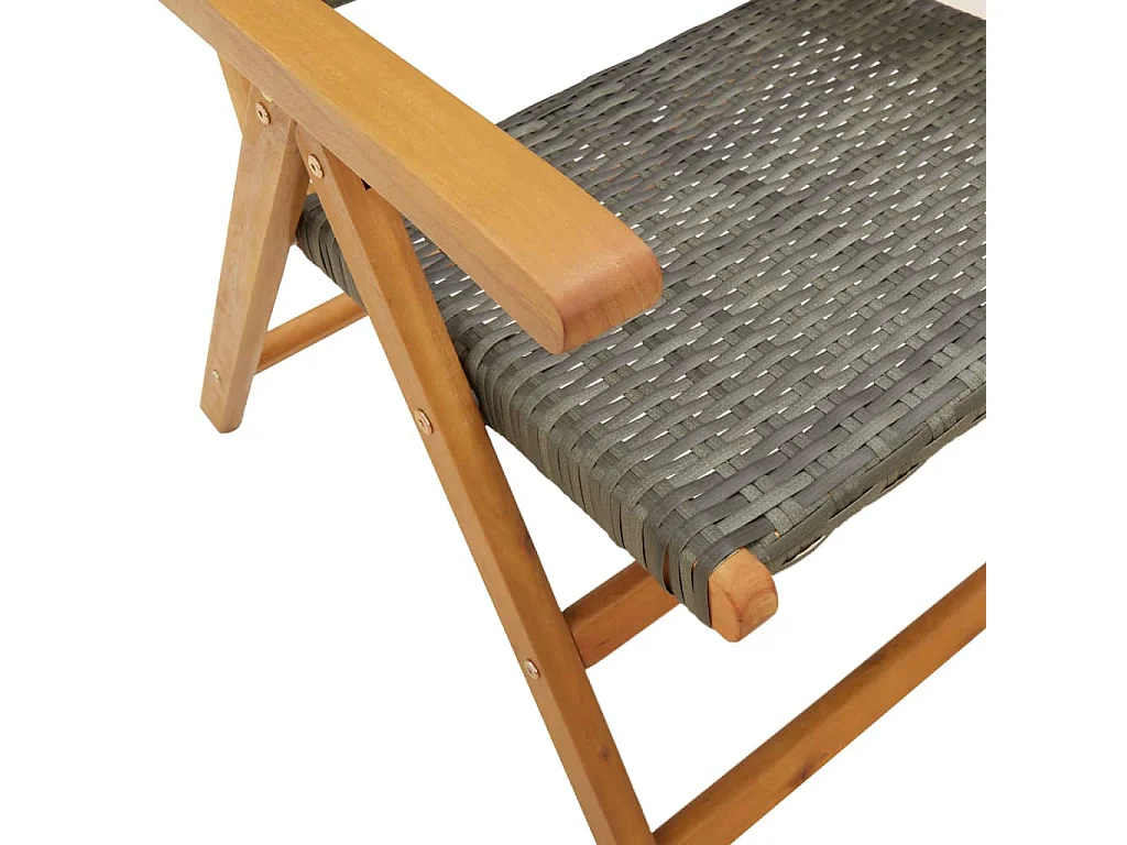 Ensemble à manger de jardin 7 pcs gris rotin et bois massif