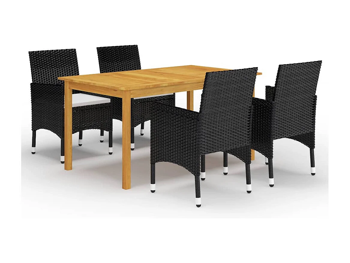 Ensemble à manger de jardin 5 pcs Noir