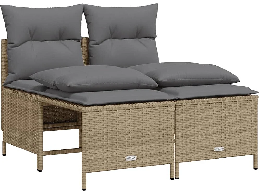 Salon de jardin avec coussins 4 pcs beige résine tressée