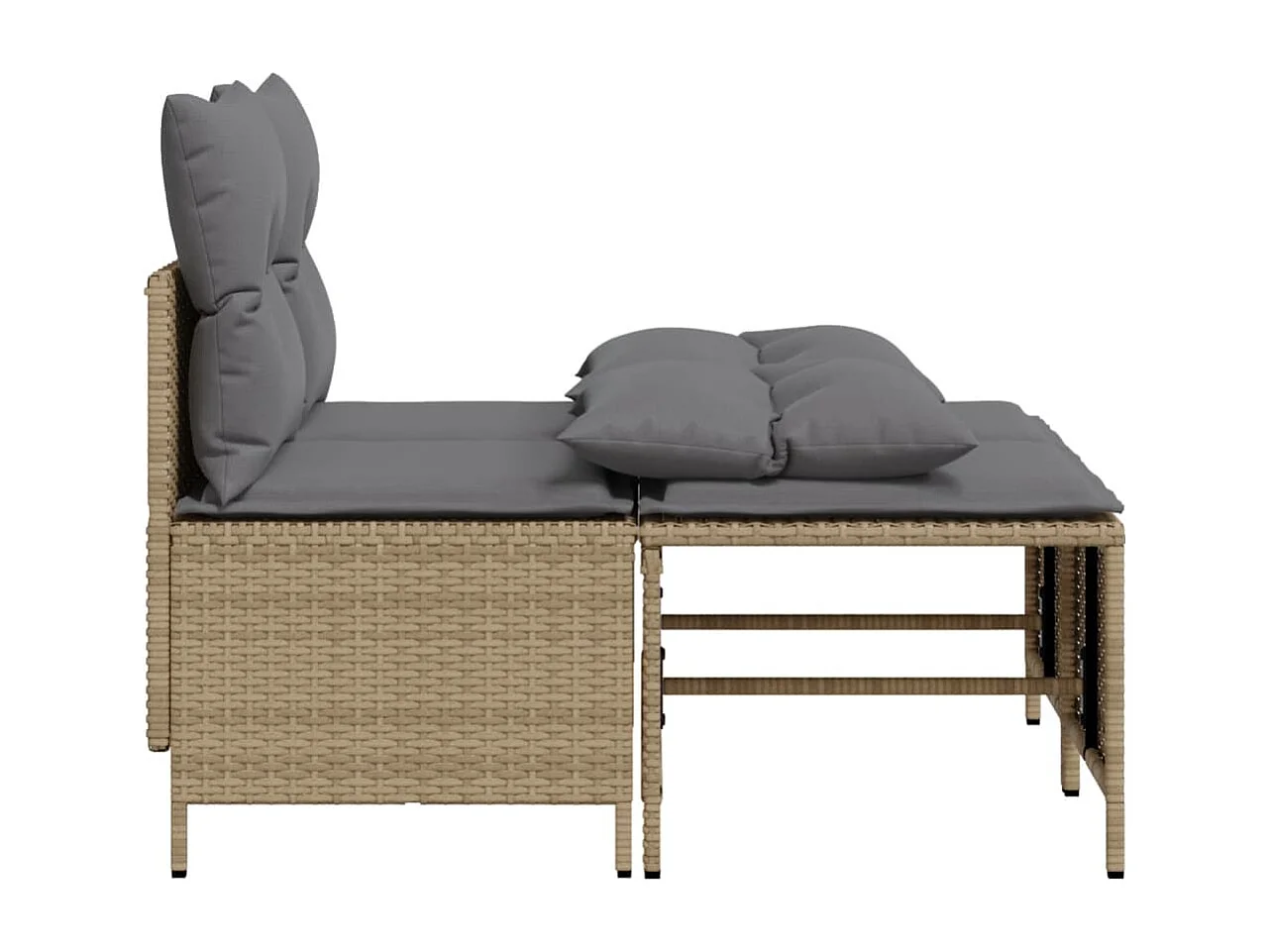 Salon de jardin avec coussins 4 pcs beige résine tressée