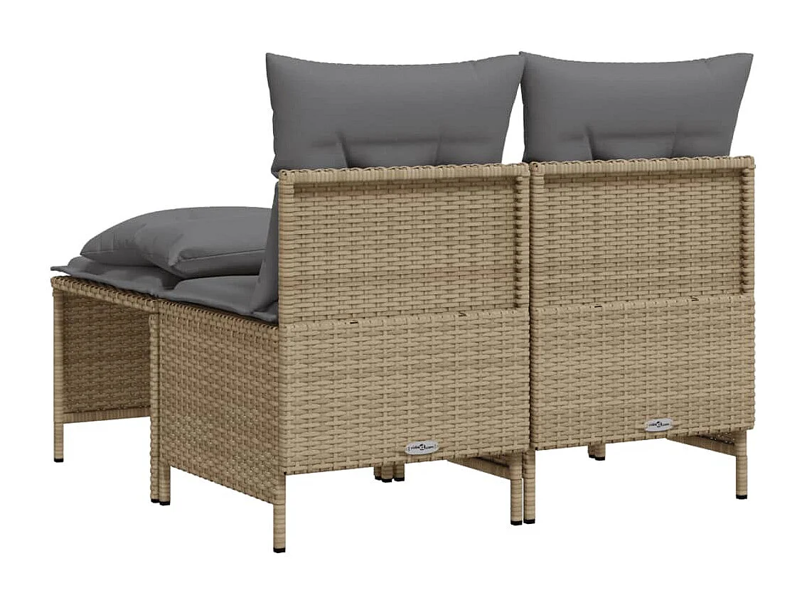 Salon de jardin avec coussins 4 pcs beige résine tressée