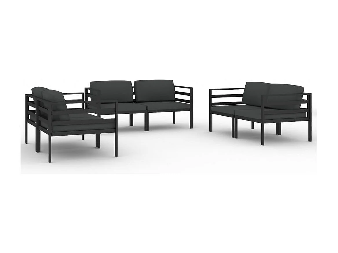Set Divani da Giardino 6 pz con Cuscini in Alluminio Antracite