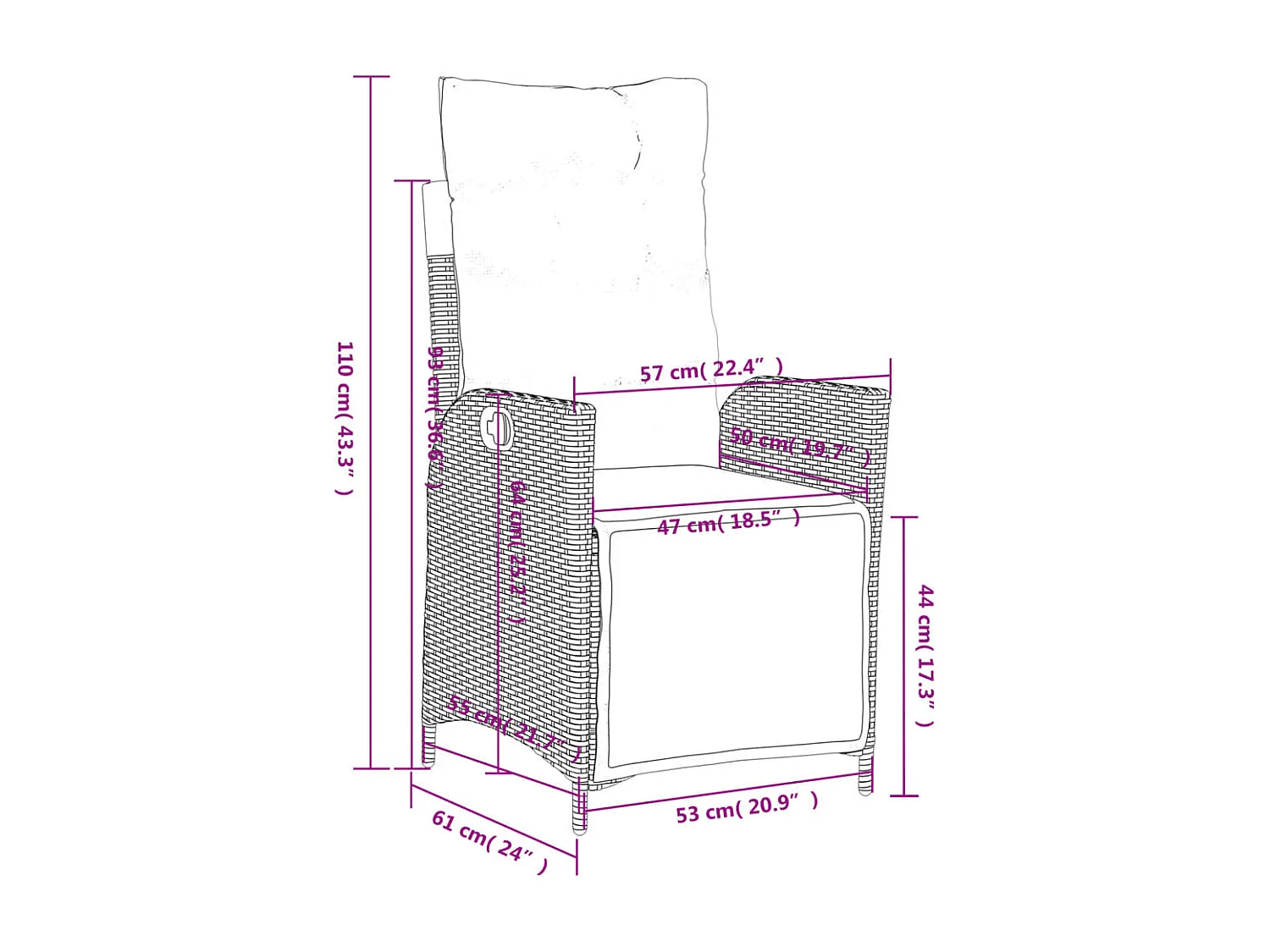 4-delige Tuinset met kussens poly rattan zwart