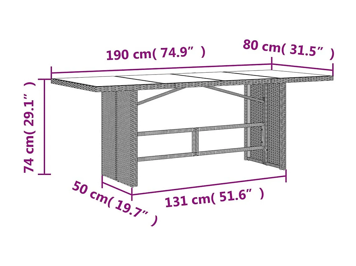 Set comedor de jardín 9 pzas con cojines ratán sintético beige